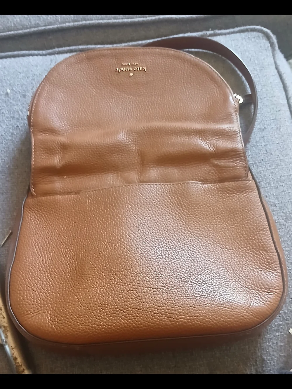 kate spade Cognac Pebbled Leather Crossbody Saddle Bag